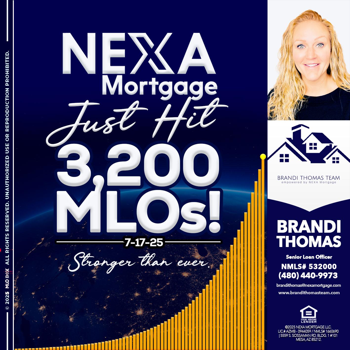 JUST HIT 3,200 MLOs - Brandi Thomas Team -Senior Loan Officer