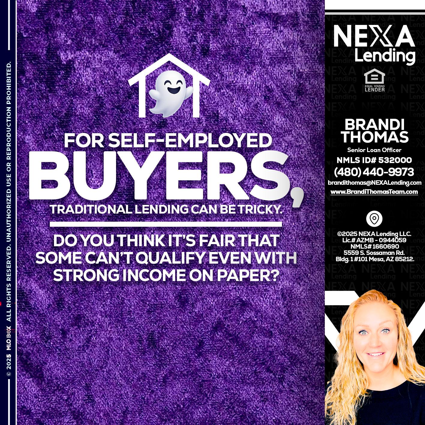 for self employed - Brandi Thomas Team -Senior Loan Officer