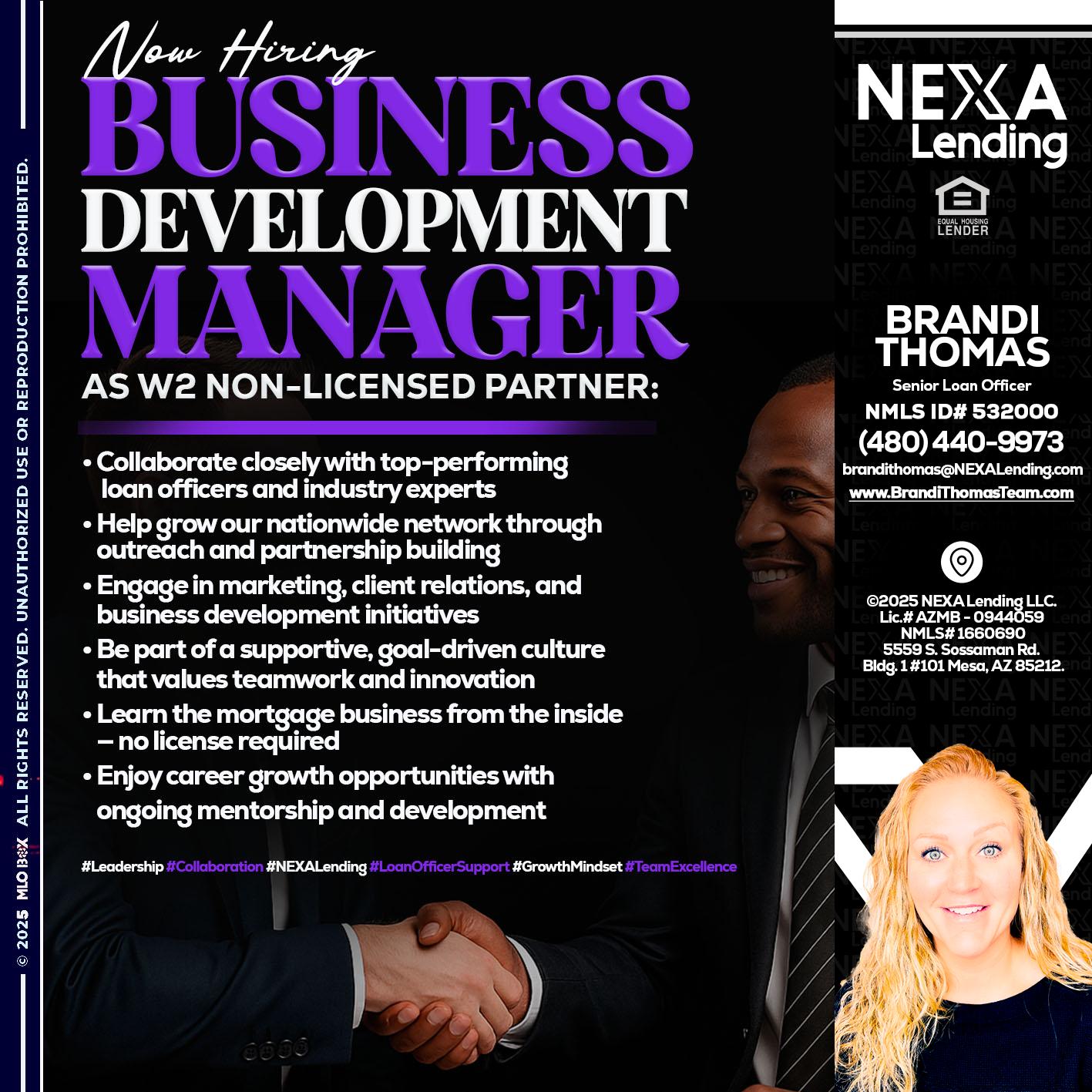 NOW HIRING - Brandi Thomas Team -Senior Loan Officer