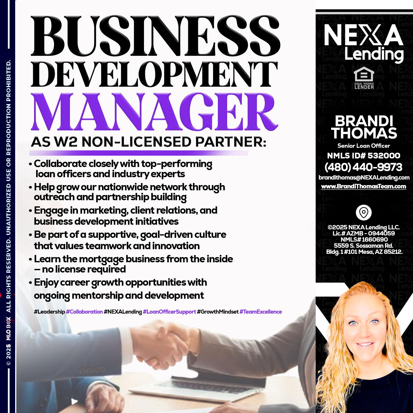 business development - Brandi Thomas Team -Senior Loan Officer